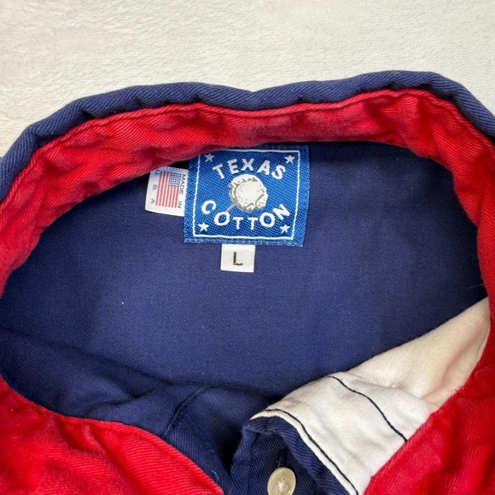 VTG Texas Cotton Shirt Mens Sz LG Texas Flag Button Up USA Made Shirt - Picture 5 of 11